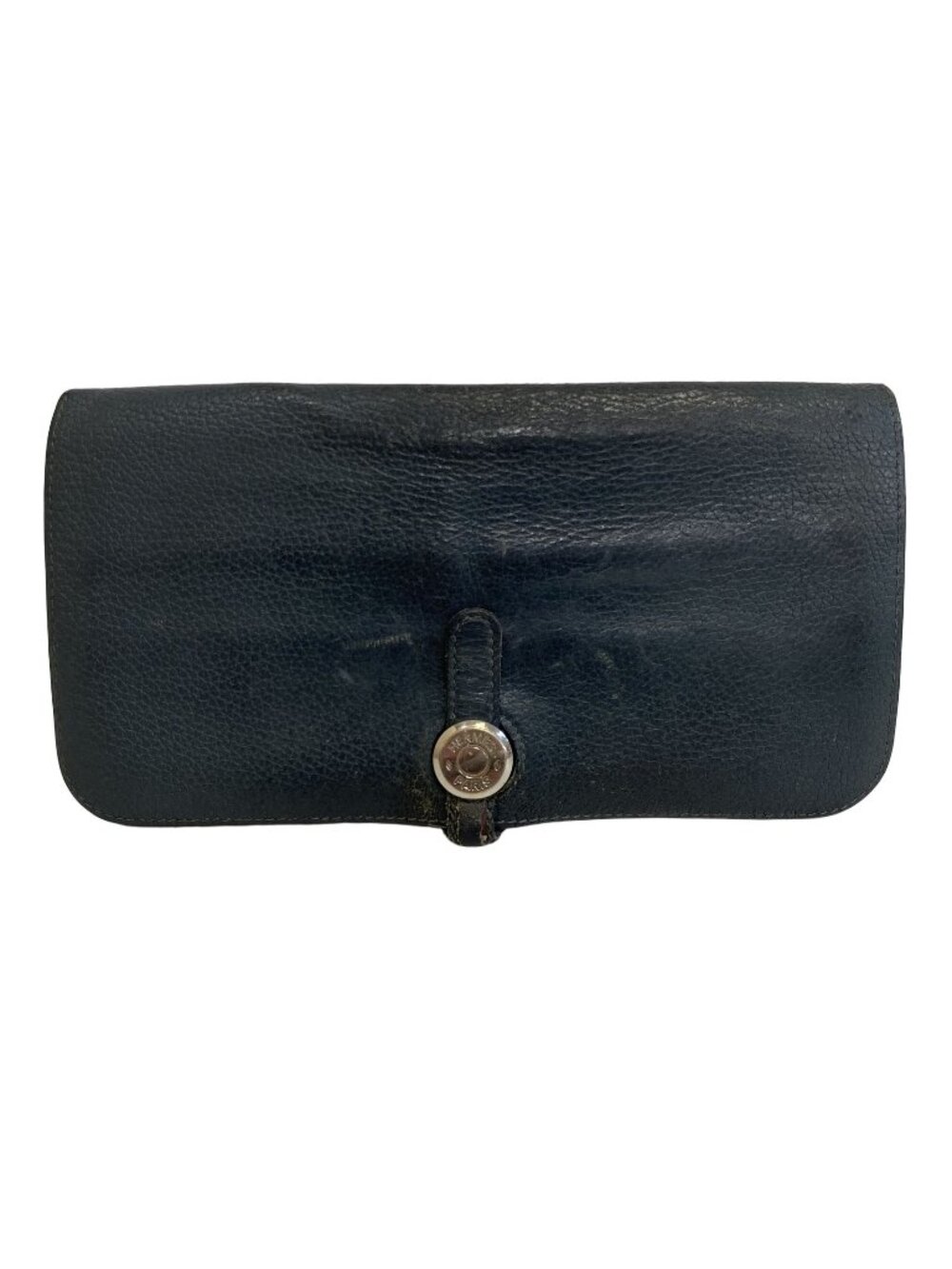 Hermes Dogon Long Leather Wallet Bifold Gray